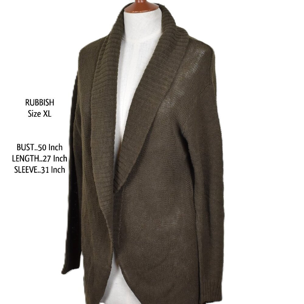 RUBBISH Sweater XL Brown Open Knit Long Sleeve Machine Wash BIN9